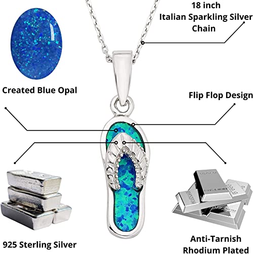 Blue Opal Flip-flop Pendant Necklace