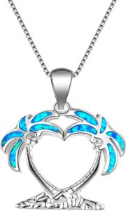 Heart Shaped Palm Tree Pendant Necklace